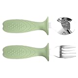Babybesteck, Gabeln und Löffel, Babyutensilien – Set Gabel und Löffel – Utensilien aus Edelstahl in Lebensmittelqualität mit Silikongriff für Hausfutter und