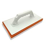 HAROMAC Schwammbrett mit roter sehr feiner Schwammgummiauflage | Reibebrett 280×140 mm, für Fliesen waschen, Verfugen, Putzen - Made in Germany