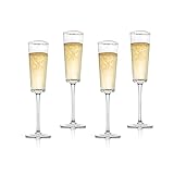 Bec's Designs Champagnergläser, 4 Stück - 170 ml, dreieckige Form mit Goldrand, klare Glasflöten für Mimosen, elegante Champagnergläser für Feiern