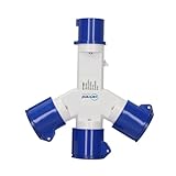 cartrend Explorer CEE Mehrfachverteiler mit 1 CEE-Stecker & 3 CEE-Kupplungen mit Klappdeckeln, geeignet für Spannungen von 220-250 Volt, 16 Ampere, 50/60Hz,für Wohnwägen, Wohnmobile, IP44, blau-weiß