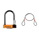 Kryptonite Evolution Mini-5 Fahrradschloss, Orange, 8 x 14 cm & Schlaufenkabel Krypto Flex 76 cm, ⌀5mm