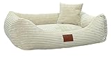 Leo4dog Hundebett Cord Waschbar Bezug Für kleine mittelgroße und große Hunde Hundekissen Hundesofa Hundekorb (Beige, M 80x60)