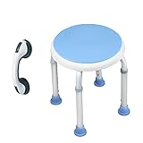 360° Drehbarer Duschhocker Höhenverstellbar Duschstuhl Badehocker Duschhilfe Badhocker Anti-Rutsch mit Saugnapf Haltegriff Badewannengriff