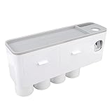 Tomantery Zahnpastaspender, Praktisches Wand-Zahnpasta-Quetscher-Set für Badezimmer-Accessoires, (Vier Tassen, Grau)