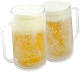 GOODS+GADGETS Bierkrug zum Einfrieren: Frozen Mug Eisbecher Eiskrug Kühlbecher 0,4 Liter 400 ml Trinkglas mit Kühlakku für dauerhaft eisgekühlte Getränke (4 Stück)