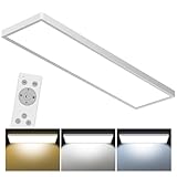 Bowfar LED Deckenleuchte, Leuchten Deckenlampe Rechteckig mit Fernbedienung Dimmbar 3000K-6500K, LED Panel Ultra Flach 4000LM 40W mit Backlight für Wohnzimmer Schlafzimmer Büro, 80 * 3.3cm-Weiß