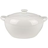 Festa Italia Suppenterrine Porzellan mit Deckel - 3.1L - Weiss Suppenschüssel Groß - Modern Servierschüssel - Soup Terrine - Suppentopf - Suppen Serviertopf - Ideal für Weihnachten - Weißwursttopf