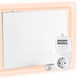 Infrarotheizung F780 Heizpaneel infrarot Infrarotheizung Wandheizung elektrisch, ultraflache Heizplatte, Carbon Crystal, 780W, Weiß + Thermostat TH12