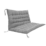 Verdickte, rutschfeste Bankkissen mit Rückenlehne für 2-/3-Sitzer-Schaukelsitz, Garten, Terrasse, Zweisitzerbank, Polsterauflagen, Möbelkissen, Grau, 120 x 100 x 8 cm