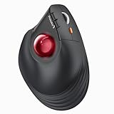 ProtoArc EM05 NL Vertikale Trackball Maus, Kabellos Bluetooth Ergonomische Rollerball Maus mit Fingerbedienung, Wiederaufladbare, 3-Geräte Verbindung, Kompatibel mit iPad Mac PC Laptop - Rot