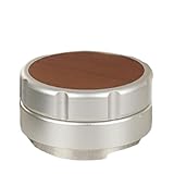 Fegtrtyoa 304 Edelstahl Espresso Pulververteiler Kaffeeverteiler Tamper Walnuss Abdeckung Kaffeemehl Leveler Einstellbare Tiefe Espresso Handtamper Selbstentladender Kaffeepulver-Verteiler 53mm