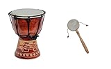 20cm Djembe Trommel Bongo für Kinder Gecko Holz + Handtrommel Rassel R6