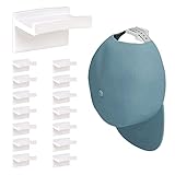 Selbstklebende Hut Organizer, 15 Stück Hut Organizer Kleiderbügel Starker Halt Kein Bohren, Minimalistischer Huthalter für Fenster Glas Bad Küche Weiß