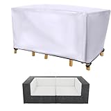 AEKDCL Abdeckung für Gartentisch,Nach Maß Gartenmöbel Abdeckung,420D Oxford Tisch Winterfest Wetterfest UV-Beständiges für Tischplatte Schutzhülle Terrassentisch,Silber 150x90x85cm
