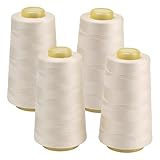 FOGAWA 4 Rollen Nähgarn Polyester Nähgarn Nähmaschinengarn, 40s/2, 3000 yards, Garnspule Overlockgarn für Näharbeiten, Quilten, Patchwork, Kleidung(Beige 3634)