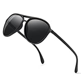 Wrimen Polarisiert-Sonnenbrille-Herren-Damen-Sonnenbrillen-UV400 Unisex Schwarz Polarisierte Brille Metallrahmen Retro Klassisch für Angeln Trekking Radfahren