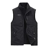 Weste Herren Outdoor, Fleeceweste Herren Ärmellos Gilet Zip Steppweste Mit Vielen Taschen Anglerweste Freizeit Multifunktionsweste Bequeme Übergangswesten Warme Sleeveless Jacke