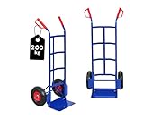 PROREGAL Sackkarre Odin | HxBxT 115x54x44cm | Tragkraft 200kg| PU Bereifung | Stahlrahmen | Blau | Transportkarre Staplerkarre klappbar