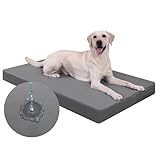 Favodormir Orthopädisches Hundebett Grosse Hunde 104x68cm,Abnehmbare Wassericht Kunstleder-Hülle Hundekissen Hundematratze für große Hunde,Komfortable & Kühlende Für Innen- Und Außenbereich,Grau