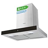 COMFEE' CHW 7.6M77A3 A+++ Dunstabzugshaube 60cm Umluft/Abluft, Abzugshaube mit 650m³/h Starker Saugleistung, 4 Geschwindigkeiten, Berührungssteuerung & Gestensteuerung, Wandhaube mit Aktivkohlefilter