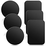 JJUNW 6 Stück Metallplatte Handy, Dünn Metallplatte Metallplättchen Selbstklebend Set Rechteckig und Runden Metall Platte für Magnete Kfz Zubehör Handy Handyhalterung Auto (Schwarz)