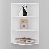 WOLTU Eckregal hängend, Schweberegale Wandregal weiß, Hängeregal 4 Etagen, Bücherregal Küchenregal Wand, für Eingang Wohnzimmer Schlafzimmer Küche Büro, RG9512ws