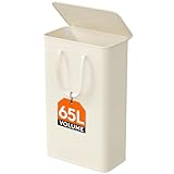 Lifewit 65L Wäschekorb Schmal mit Deckel, Wäschekorb Waschenkorbe Faltbar Klein, Wäschesammler mit Griffen, Wäschebox Laundry Baskets für Waschküche Schlafzimmer, Badezimmer, Weiß, 1 Packungen