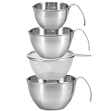 Gatphy Salatschüssel Rührschüssel 4 Stück Edelstahl 250/400/700ml mit Siebschale Graduierung V-Ausschnitt Einlegen Aufbewahren Mischen Teig Salate Mixen Schokolade