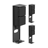 ledscom.de 3 Stück Garten Steckdosensäule PIWI für außen, IP44, 2-Fach, Edelstahl, anthrazit, eckig, 25 cm