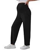 Generisch 2025 Damen-Umstandshose, einfarbig, schmal, dehnbar, bequem, lässig, gerades Bein Damen Kurze Hose Sexy (Black, L)