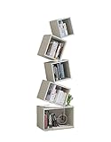 TOTIKI Bücherregal Aufbewahrung Bücherregal Mit Schrank 5-stöckiges Geometrisches Bücherregal Kreativität Gestapeltes Quadratisches Bücherregal Home Office Display Regal Bücherregale(White)