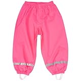 Zouwel Unisex Regenhose Kinder Matschhose Ungefüttert-Winddichte & wasserdichte Regenkleidung für Jungen und Mädchen-Ideal für Regen und Matsch (DE/NL/SE/PL, Numerisch, 122, 128, Regular, Rosenrot)