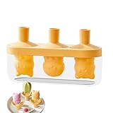 Ice Pop Mold, Silikon Dessert Tray, Cat Shaped Freezer Mould, 22 x 11 x 5 cm, Leak Proof 3 Hohlraum, wiederverwendbar, für Jogurt, Schokolade, Kuchen und Party