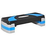 HOMCOM Steppbrett höhenverstellbar Fitness Stepper mit 3 Stufen (10/15/20 cm) Rutschfest Stepbench Belastbarkeit bis 150 kg für Zuhause Fitnessstudio Blau