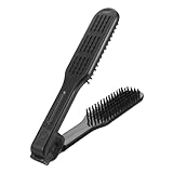 FONDOTIN Doppelseitige Haarglättungsbürste mit Klammer Antistatisch Hitzebeständig Ergonomisch für Haartypen Glattes Styling Weiche Haare Tragbares Design Schwarzes Modell