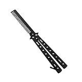 KOMUNJ 1 Stück Butterfly Kamm Edelstahl Faltbarer, Schmetterlings-Kamm, Taschenkamm Frühlings Haar Kamm für Haar Barberkamm Haarstyling Zubehör (Schwarz)