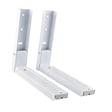 Gralara 2 Stück Mikrowellenhalterung Universal Wandregal Aus Langlebigem Stahl mit Verstellbarer Halterung Und Klappbarem Aufbau für Platzsparende Montage für, Weiß