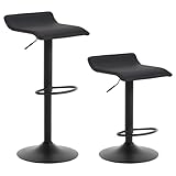 WOLTU Barhocker 2er Set Barstuhl Tresenhocker Bistrohocker Designer Hocker, höhenverstellbar drehbar, Kunstleder Stahl, Schwarz