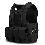 ONEINHE Outdoor Männer Modulare Weste Jagdausrüstung Lastenträger Weste für Training Gaming Paintball Angriff, Schwarz