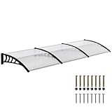 Outsunny Pultvordach Vordach für Haustür 303 x 96 x 27 cm Überdachung mit UV Schutz, Regenschutz Sonnenschutz für draußen Alu Schwarz