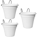 esto24 3er Set Hängetopf aus Kunststoff mit abnehmbaren Wasserüberlauf Ø 20 cm, Blumentopf in 6 Farben erhältlich (3X Weiß)