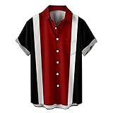Hemden Herren Trachtenhemd Herren Hemden Hemd Trachtenmode Bedruckte Hemden für Herren kurzärmlige Button-Down-Strandhemden Herren Vintage Shirt Retro Rockabilly Stil Kurzarm Button Down