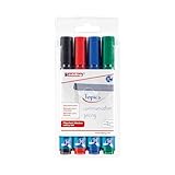 edding 380 Flipchart-Marker - 4er-Set - schwarz, rot, blau, grün - Rundspitze 1,5-3 mm - Stift zum Schreiben, Zeichnen und Markieren auf Flipcharts -Tinte schlägt nicht durch Papier-trocknet nicht aus