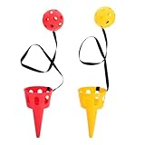 Amosfun Wurfspielzeug Set – Spaßiges Schaufelballspiel Für Kinder Fördert Hand-Auge-Koordination Ideal Für Draußen Und Eltern-Kind-Spiele Rot Und Gelb 8 X 8 X 16.5 cm