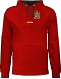 Shirtracer Pullover Herren Frauen Hoodie Kontrast zweifarbig - Fußball EM WM - Spanisches Trikot Wappen | España mit Stolz | Spanien Fan-Motiv - XL - Rot/Schwarz - 2024 Fanartikel Fussball 24
