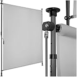 tectake® Klemmmarkise, Sichtschutz Markise Balkon ohne Bohren, Senkrechtmarkise mit Teleskopstange zum Klemmen, Windschutz, Sichtschutz, Sonnenschutz - hellgrau, 120 x 310 cm