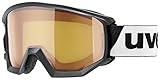 uvex athletic LGL - Skibrille für Damen und Herren - konstrastverstärkend - vergrößertes, beschlagfreies Sichtfeld - black/lasergold lite-blue - one size