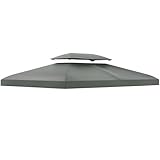 Physport Ersatzdach Pavillondach für Metallpavillon Gartenpavillon Partyzelt Gartenzelt Polyester 3x4m Dunkelgrau