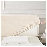 YUEZHONG Stretch-Kopfteilbezüge for Queen-Size-Betten, Chenille-Kopfteil-Schonbezug, Staubdichter Schutzbezug for Die Schlafzimmerdekoration Im Wohnheim(Cream,Queen/55-63in)