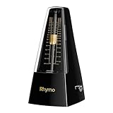 Rhymo Metronom Mechanisch mit Glocke, 40-208 BPM, 4 Genaue Taktarten (2/4, 3/4, 4/4, 6/8) für Klavier, Schwarz